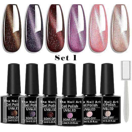 6pcs Cat Eye Gel Polish Set 8ml + Magnet