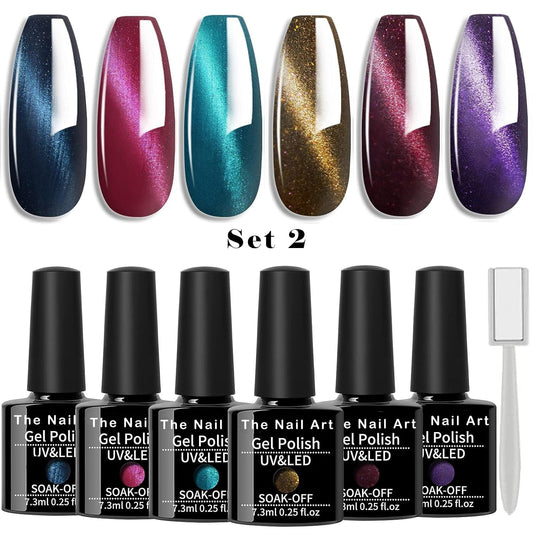 6pcs Cat Eye Gel Polish Set 8ml + Magnet