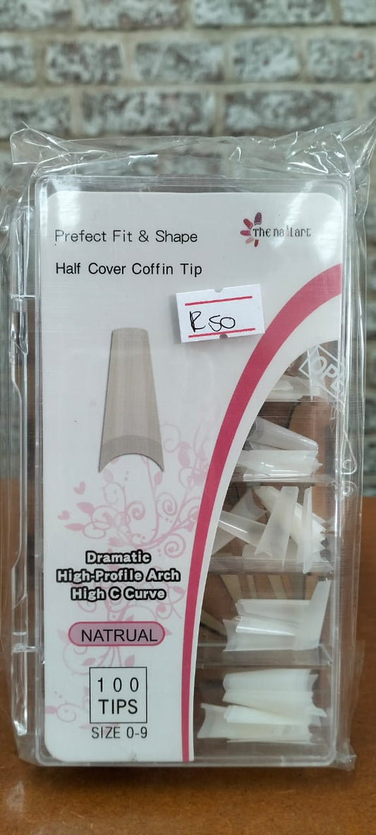 100pc Half cover coffin tips natural