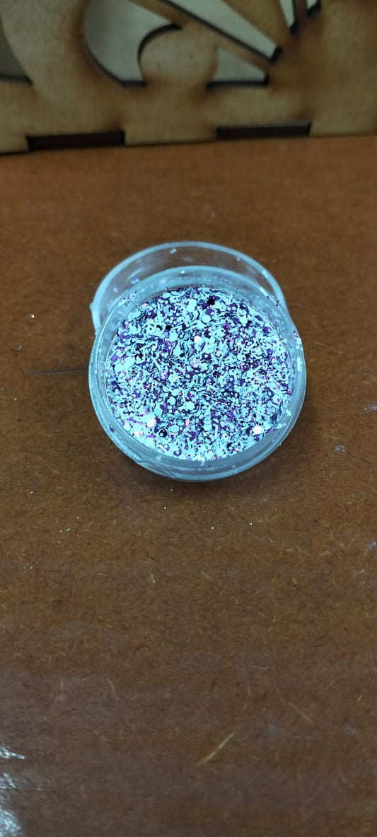 Small tub purple and white glitter