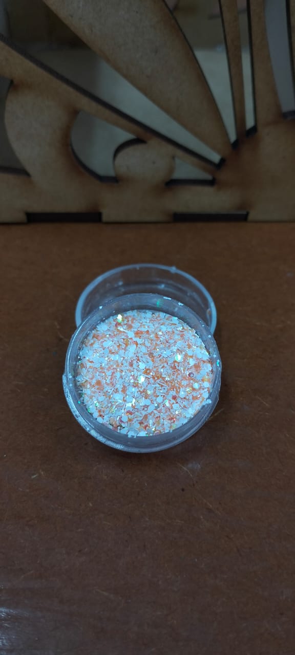 Small tub orange and white glitter