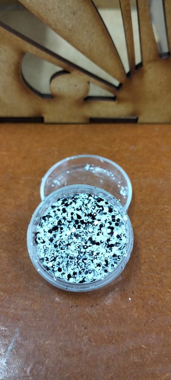 Small tub black and white glitter