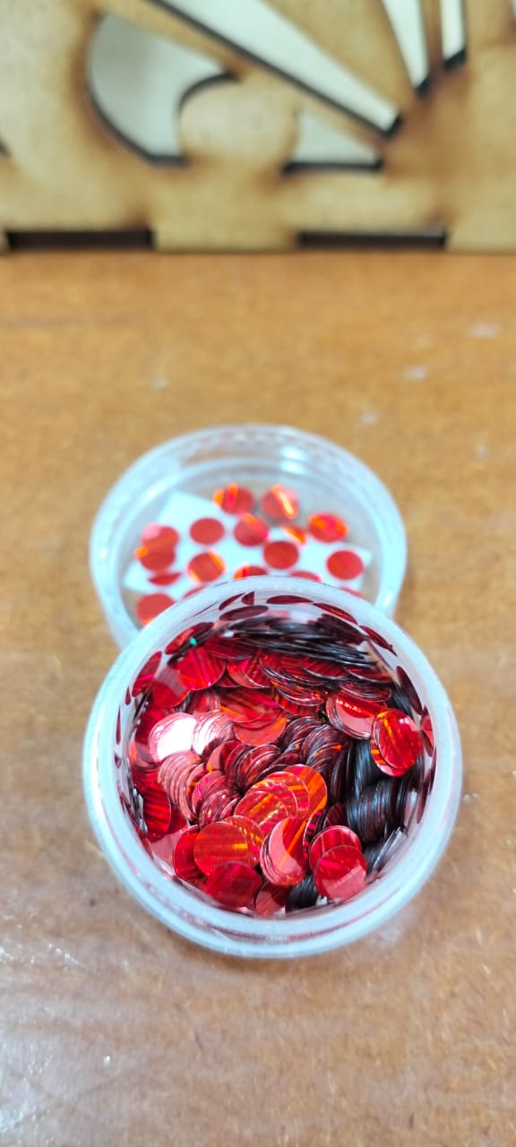 Small tub red disc glitter