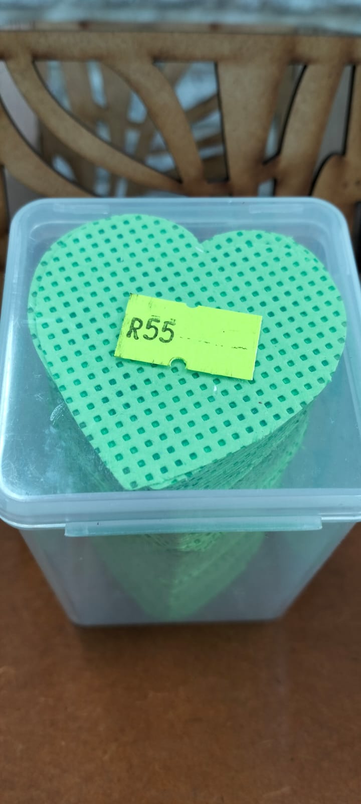 Heart shaped nail wipes in container