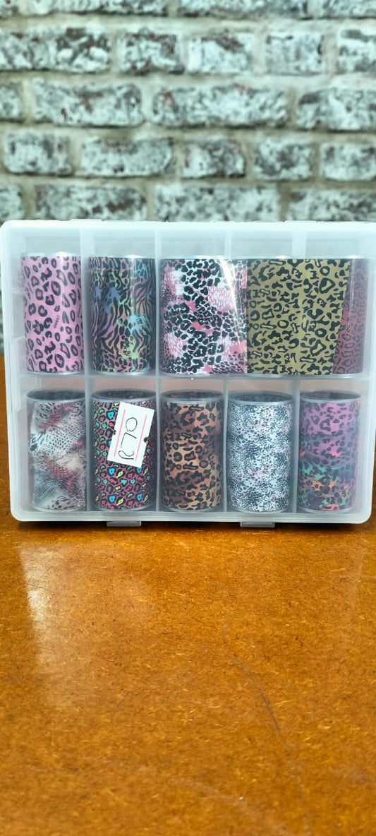 10pc Leapord print foil case