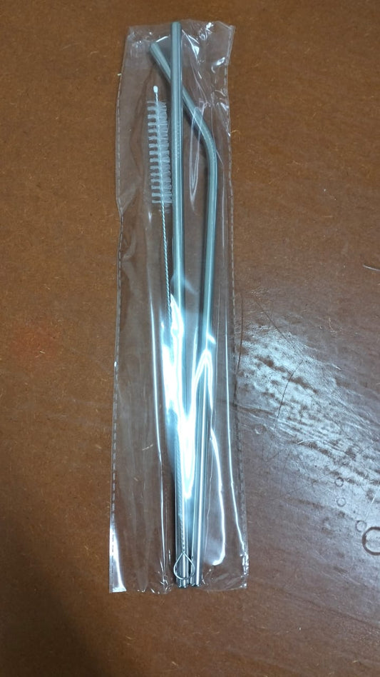 2pc steel straw set with straw cleaner