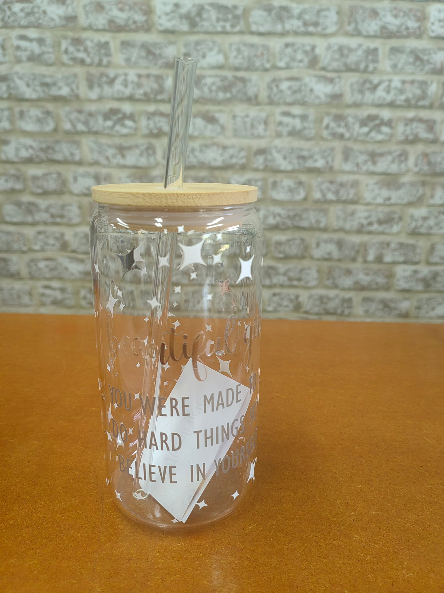 500ml Glass drinking jar with straw