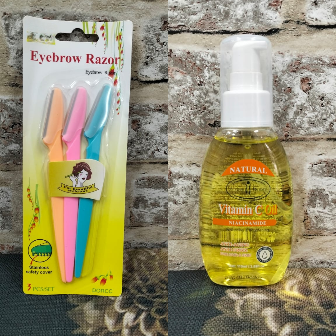 Eye brow razor & vit C oil