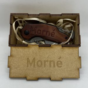 Wood Knife With Engraving on one side  INLUDES BOX (NAME ONLY)