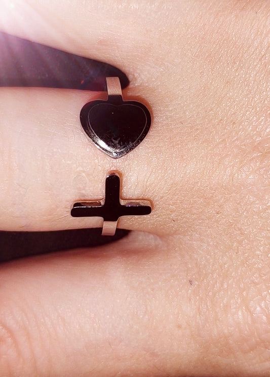 Cross heart ring