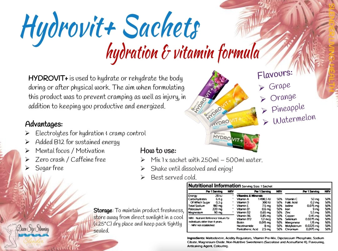 Slender Hydrovit sachets water enhancer