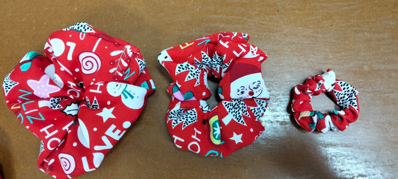 Christmas theme scrunchies each